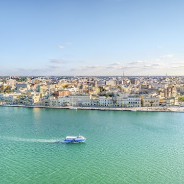 Aerial panorama of Brindisi in the afternoon, Puglia, Italy